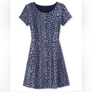 NEW-NorthStyle Mini Floral Puff-Print SS Dress, Shaping Seams, Side Pockets